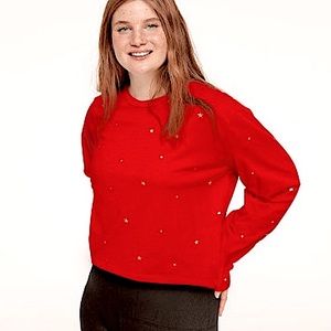 VS PINK Metallic Star Red Long Sleeve Top